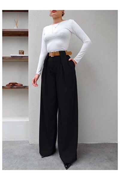 ESRAHELVACI Belted Palazzo Trousers with Bridge Detail