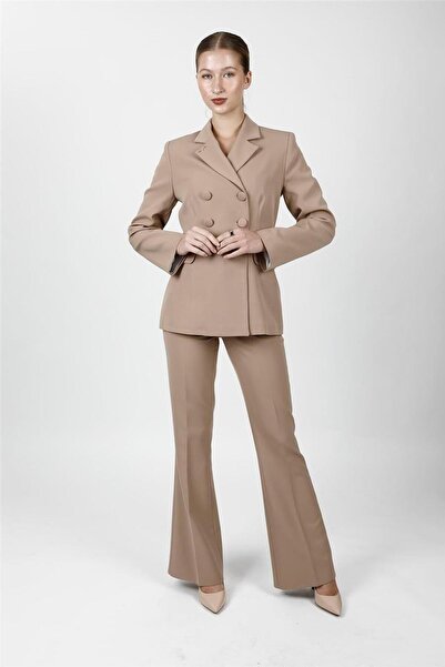 ÖNDER ÖZSOY Buttoned Classic Blazer Jacket & Pocketed Spanish-Cut Trousers Wo...