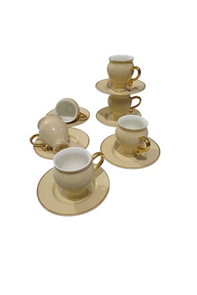 Çiftçiler Buenos 6 Kişilik Kulplu Porselen Kahve Fincan Takımı 12 Parça YKCIF...