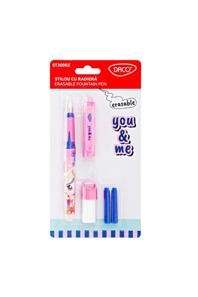 daço Rewritable ink pen + 2 refills + cleaning device, Daco pink