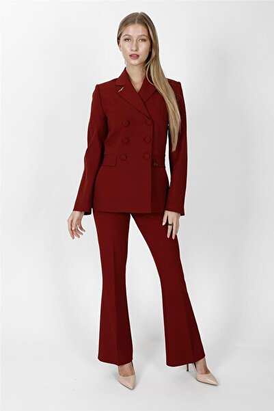 ÖNDER ÖZSOY Buttoned Classic Blazer Jacket & Pocketed Spanish-Cut Trousers Wo...