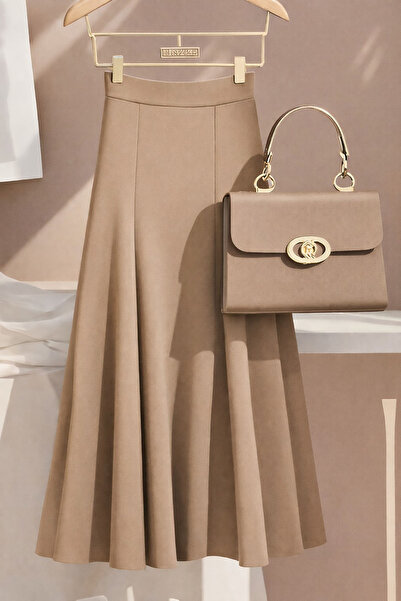 Deafox Fusta lungă din țesătură creponată, plisată, cu fermoar, croială în A,...