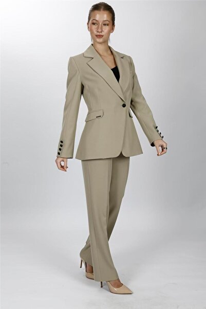 ÖNDER ÖZSOY سترة رجالية بياقة وأزرار مزدوجة وبنطلون بجيوب وساق أنبوبي، بدلة ن...