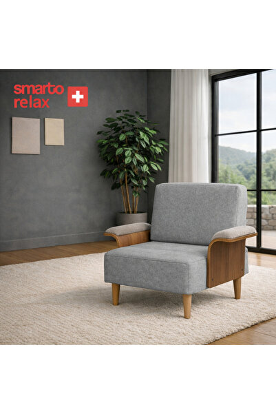 Smarto relax Ahşap İskelet Kolçaklı Tekli Modül Koltuk 80x80 – Polyester Kuma...