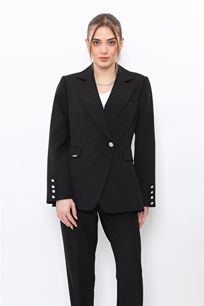 ÖNDER ÖZSOY Men's Lapel Single Button Double Breasted Women's Jacket-Black