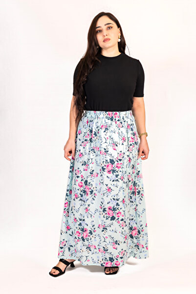 LINELLE Blue Floral Printed Woven Skirt
