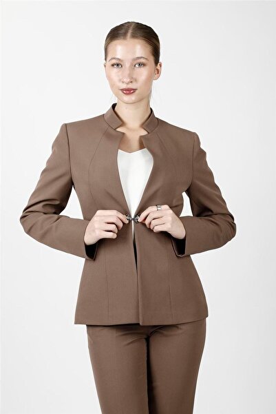 ÖNDER ÖZSOY Hakim Yaka Classic Women's Jacket-Brown