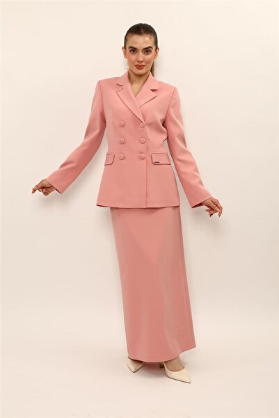 ÖNDER ÖZSOY Buttoned Classic Blazer Jacket & Long Pencil Skirt Women's Suit-P...