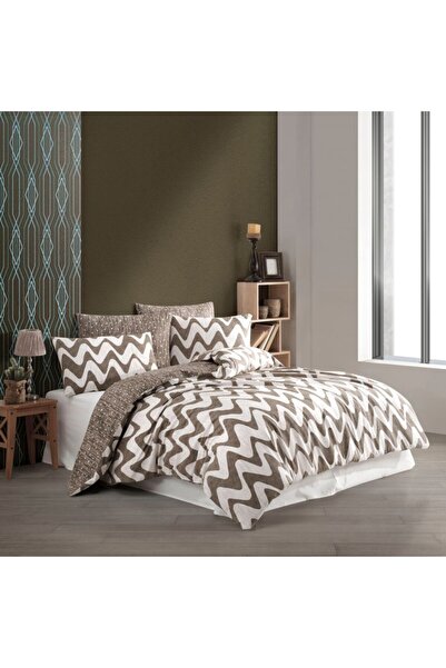 Class-Majoli Lenjerie de pat bumbac 100% ranforce, Bahar Home, Waves Brown