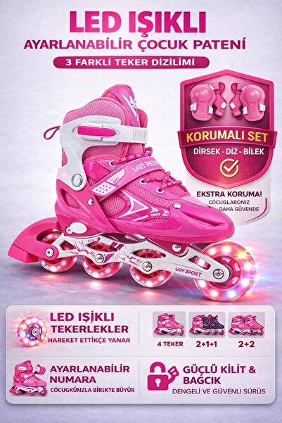 YILDIRIM OYUNCAK AYARLANABİLİR LED IŞIKLI ÇOCUK PATENİ 4 TEKER | 2+2 | 2+1+1 ...