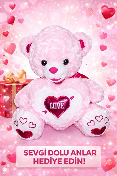 ZİVENTA 40 Cm Peluş Ayıcık Sevgililer Günü & Çocuklar İçin Özel Hediye Love K...