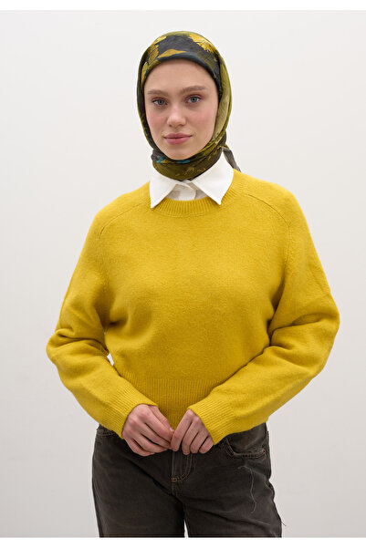 Freshscarfs Φουλάρι από βαμβάκι και βισκόζη με σχέδιο μικρών φύλλων, πράσινο ...