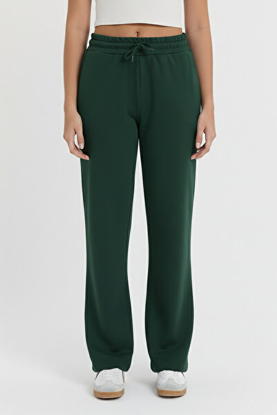 GIYOLA Modal Fabric Wide Leg Green Sweatpants with Elastic Waistband
