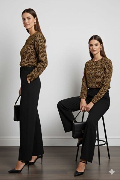 DİĞER1111 Günay Kadın Büyük Beden Bluz Lnst564 Yuvarlak Yaka