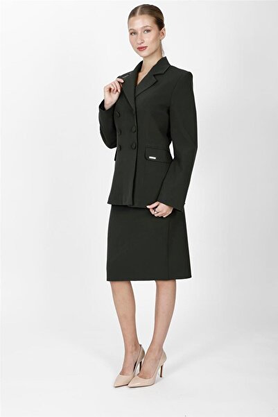ÖNDER ÖZSOY Buttoned Classic Blazer Jacket & Short Pencil Skirt Women's Suit-...