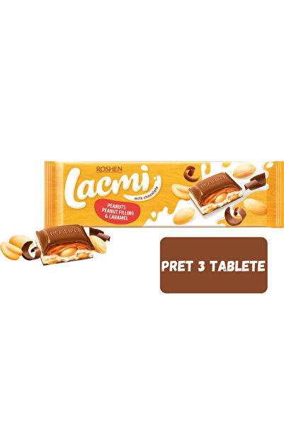 Roshen SET 3 PIECES - Milk Chocolate Delight with Peanuts, Creamy Peanut Fill...