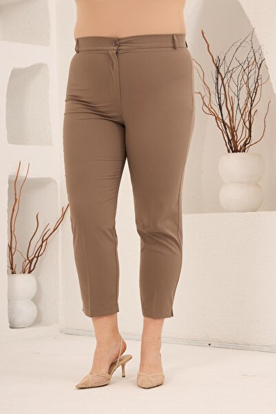 RMG Pantaloni cu tăietură la picior, mărime mare, din nurcă