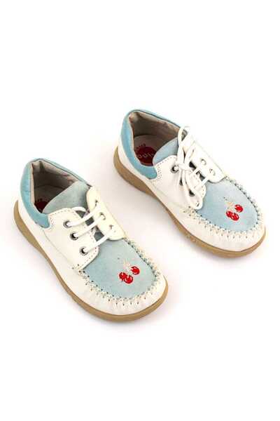 tino Lightweight children's shoes, made of natural leather 3149-WHITE/BLUE
