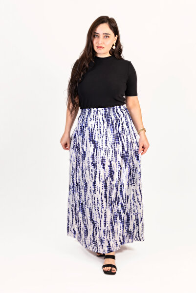 LINELLE Blue & White Tie-Dye Printed Woven Skirt