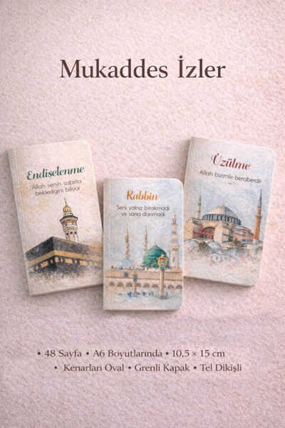 Hobbi Tasarım Mukaddes İzler Defter Üçlüsü Çizgili A6