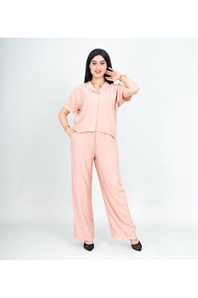 IKKXA Modern Solid Two-Piece Outfit Short Shirt and Pants Details
