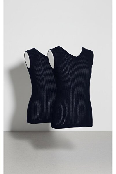 OBJE 2 Pack Striped Ribbed V-Neck Sleeveless Undershirt