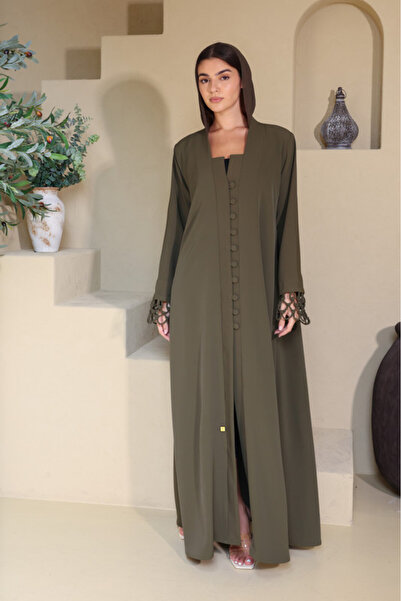 IKKXA عباية إمبريال سيج ذات أزرار