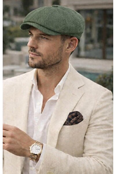 akix Cotton Linen Cap with 8 Corners and Adjustable Elastic for the Head