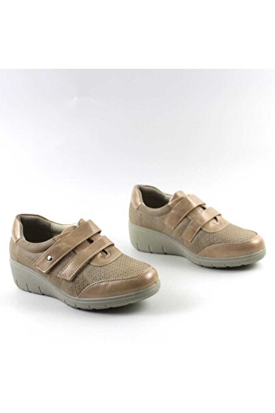 mm Women's platform shoes with perforated pattern 222-BEIGE