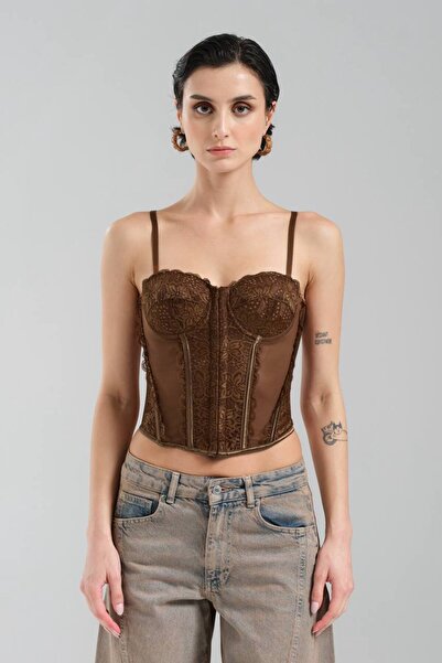 tw3 Γυναικεία μπλούζα με δαντέλα και λεπτομέρειες, σχέδιο με δέσιμο στην πλάτη