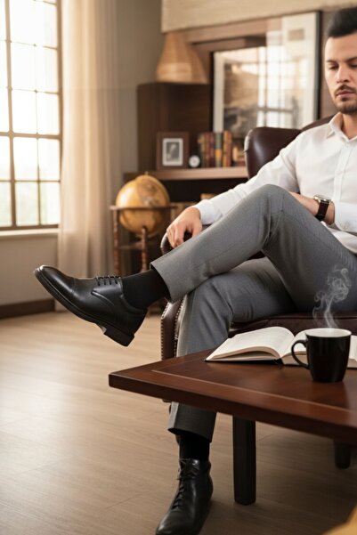 enoch Genuine Leather Black Orthopedic Laceless Men's Classic Dad Shoes with ...