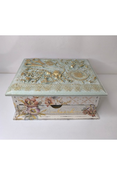 IremTasarimAtolyesi Dekorasyon Ürünleri Dikiş Kutusu Özel Tasarım El Boyama