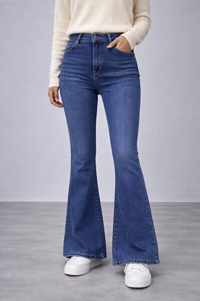 Cool & Sexy High Waist Navy Blue Spanish Flare Jeans