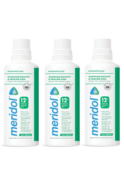 Meridol Diş Eti Koruma & Ferah Nefes Ağız Çalkalama Suyu 400 ml, Alkolsüz 3 Adet