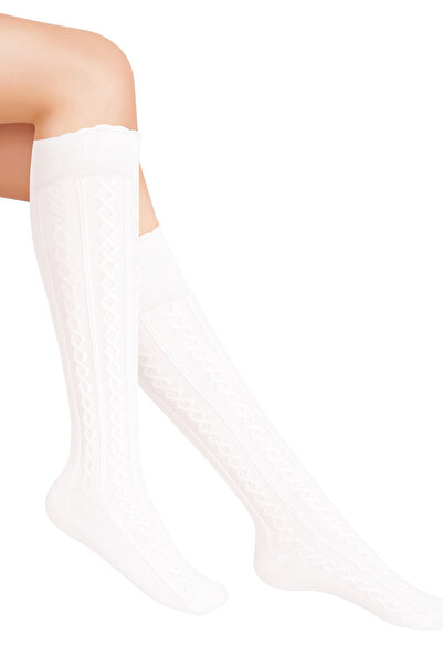 OBJE جوارب الركبة البيضاء للفتيات