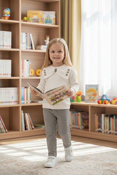 DECO Flower Embroidered Collar Pants Suit for Girls 3Y,4Y,5Y,6Y Girl