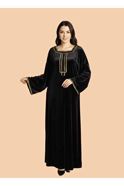 VİSKOYAT Stylish Velvet Kaftan Dress – Loose Fit Comfortable and Elegant Long...