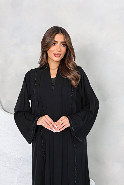 SAI ABAYA Luxury Premium korean nida black abaya with beads embellished