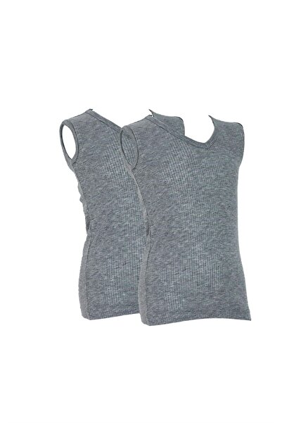 OBJE 2 Pack Striped Ribbed V-Neck Sleeveless Undershirt