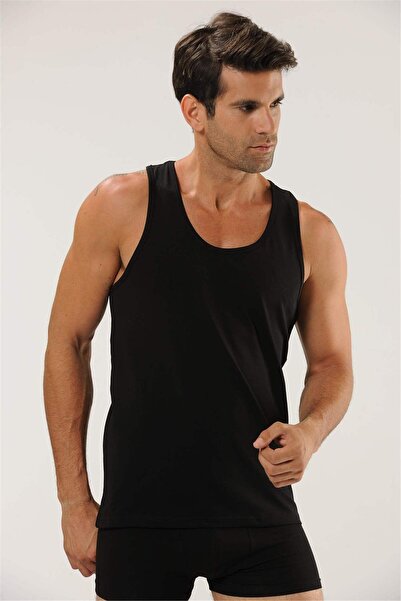 OBJE Siyah Likralı Cotton Atletik Atlet