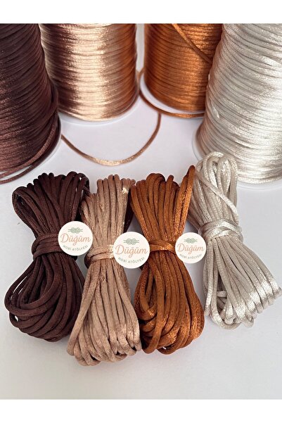 Düğüm Hobi Atölyesi 10 Metre 4 Renk (Toplam 40) 2 mm Floş İp Bileklik İpi Saç...