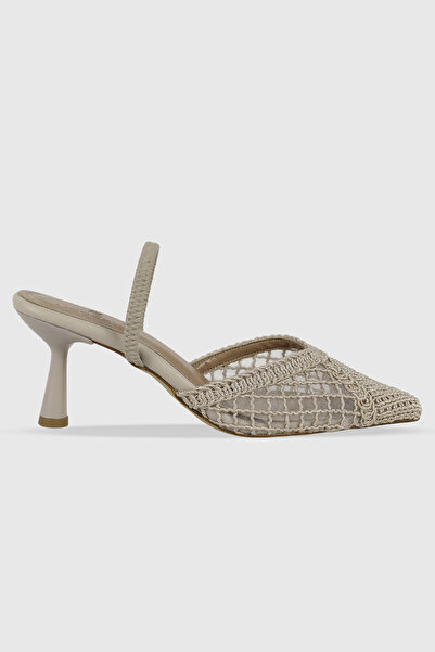 Modezya حذاء ديزي بيج دانتيل بكعب نسائي مدبب من الأمام وقابل للتمدد من الخلف