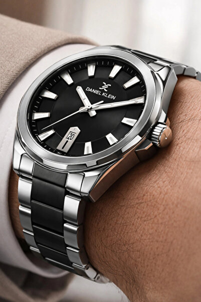 Daniel Klein Steel Cord&Case Calendar Men Wristwatch Wrist Bracelet Gift Silv...