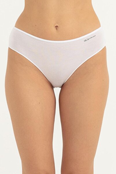 OBJE سروال داخلي نسائي أبيض اللون من ميكرو مودال عالي الخصر
