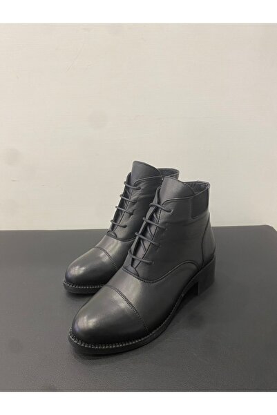 Özay حذاء نسائي من الجلد الطبيعي بنعل مطاطي ورباط وسحاب