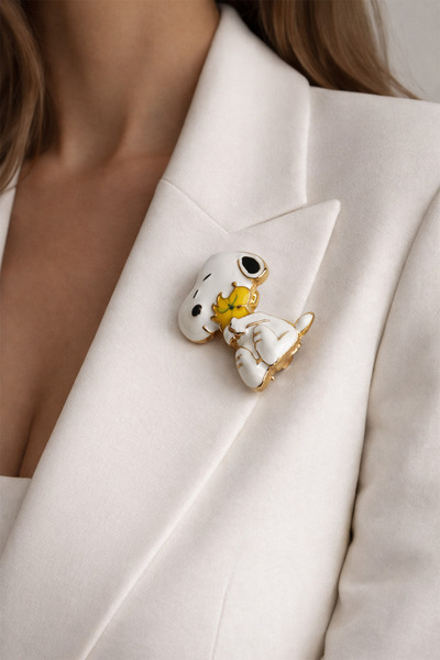 Modex Sarı Kuş Figürlü Sevimli Snoopy Köpek Broş (4cm)