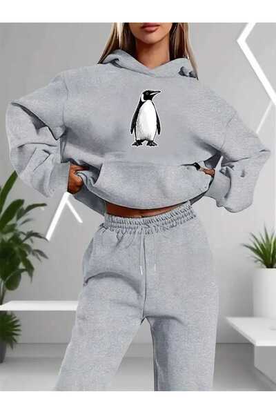 tkn your style Women's Bottom Top Set Lone Penguen Fashion Print Design Hoode...