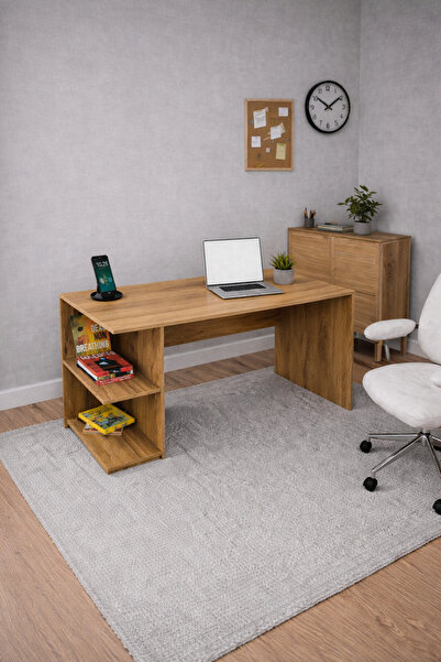 Bladimo Aris Çalışma Masası , Ofis Masası Kitaplıklı Bilgisayar Masası - Çam