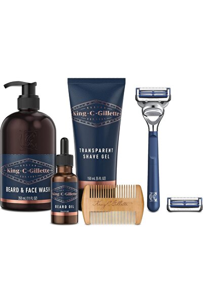 King C. Gillette Grooming Kit, 1 Razor with 2 Blade Refills, Beard Oil, Beard...