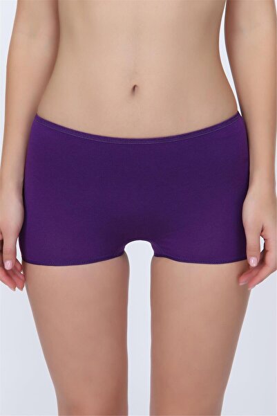 OBJE بوكسر نسائي من القطن الممشط باللون الأرجواني